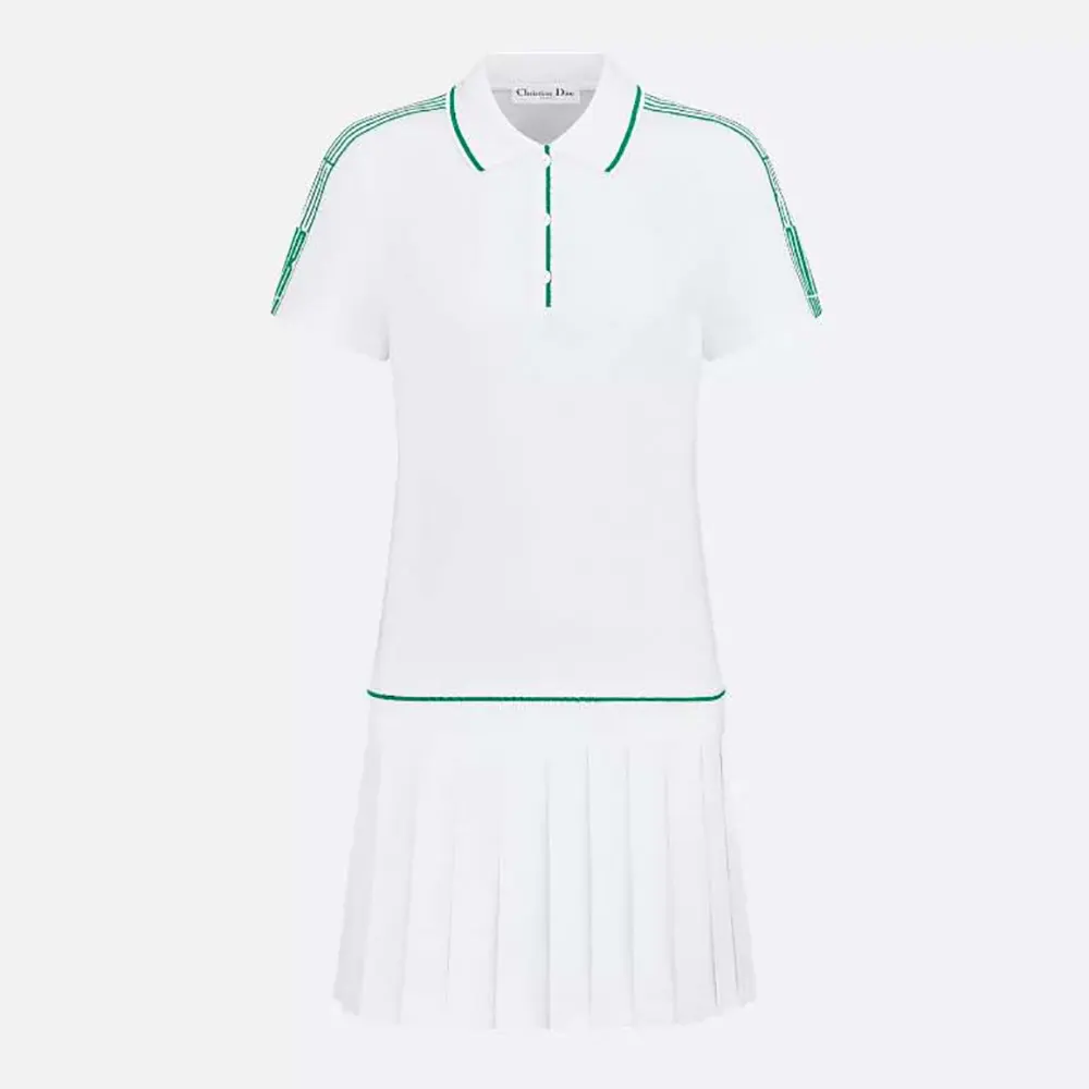 Dior Women Vibe Short Pleated Dress White Cotton Jersey 543R01A4234