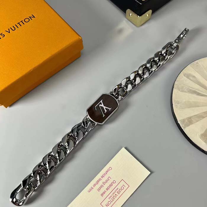 Louis Vuitton Unisex LV Shades Bracelet Brown Metal Silver-Colour Finish