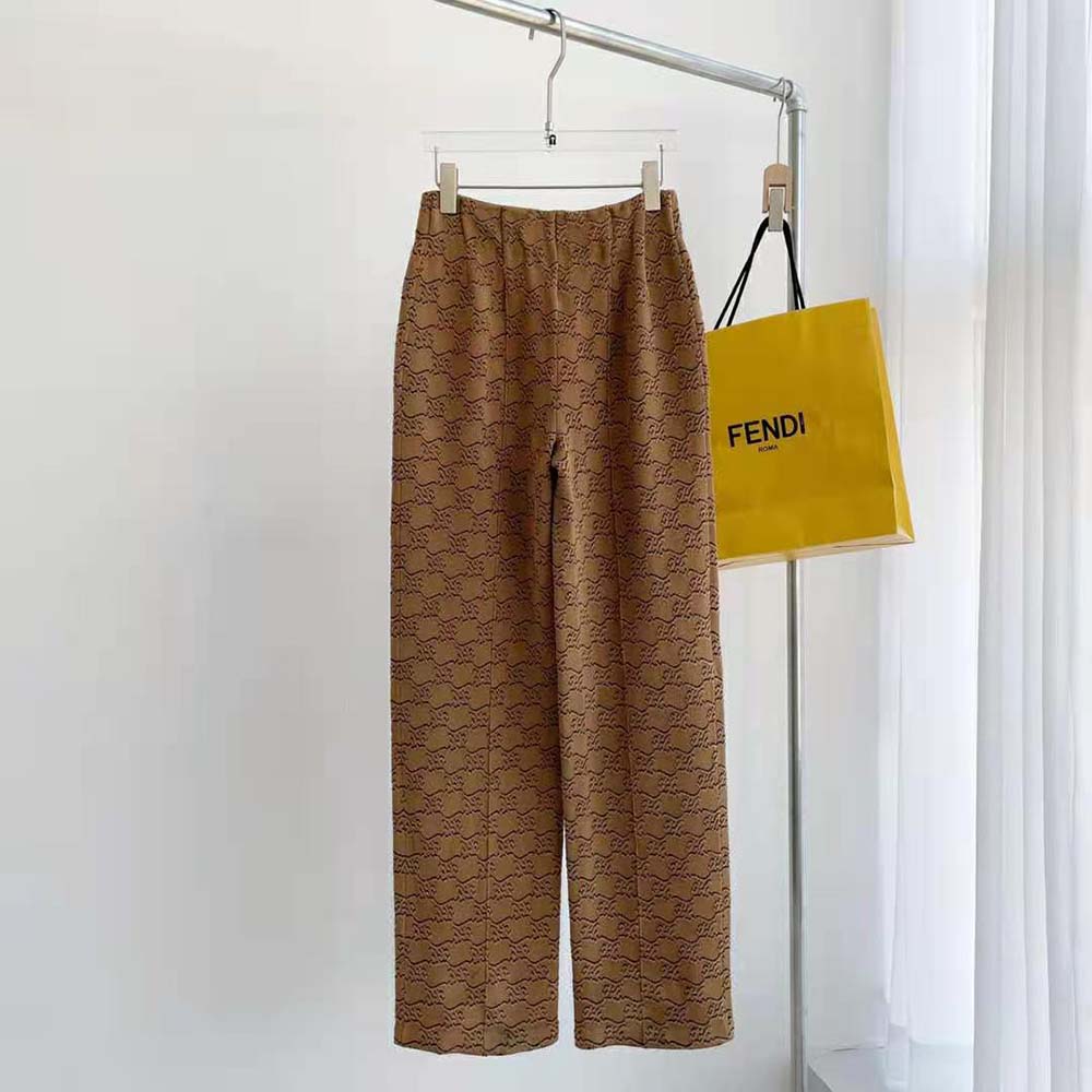 Fendi Women Pants Beige Velvet and Viscose Pants