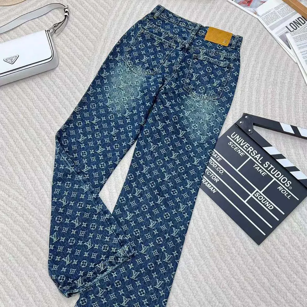 Louis Vuitton Women Monogram Flared Jeans in Washed Denim