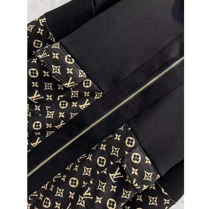 Louis Vuitton LV Women LV Monogram Jacquard Knit Jacket Silk Polyamide Elastane Black Brown
