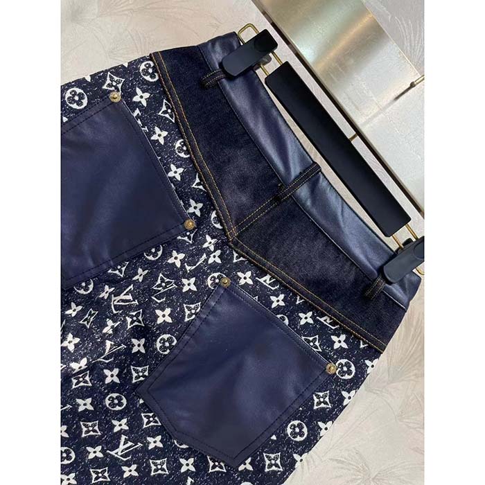 Louis Vuitton Women LV Monogram Denim Bootcut Jeans Cotton Navy