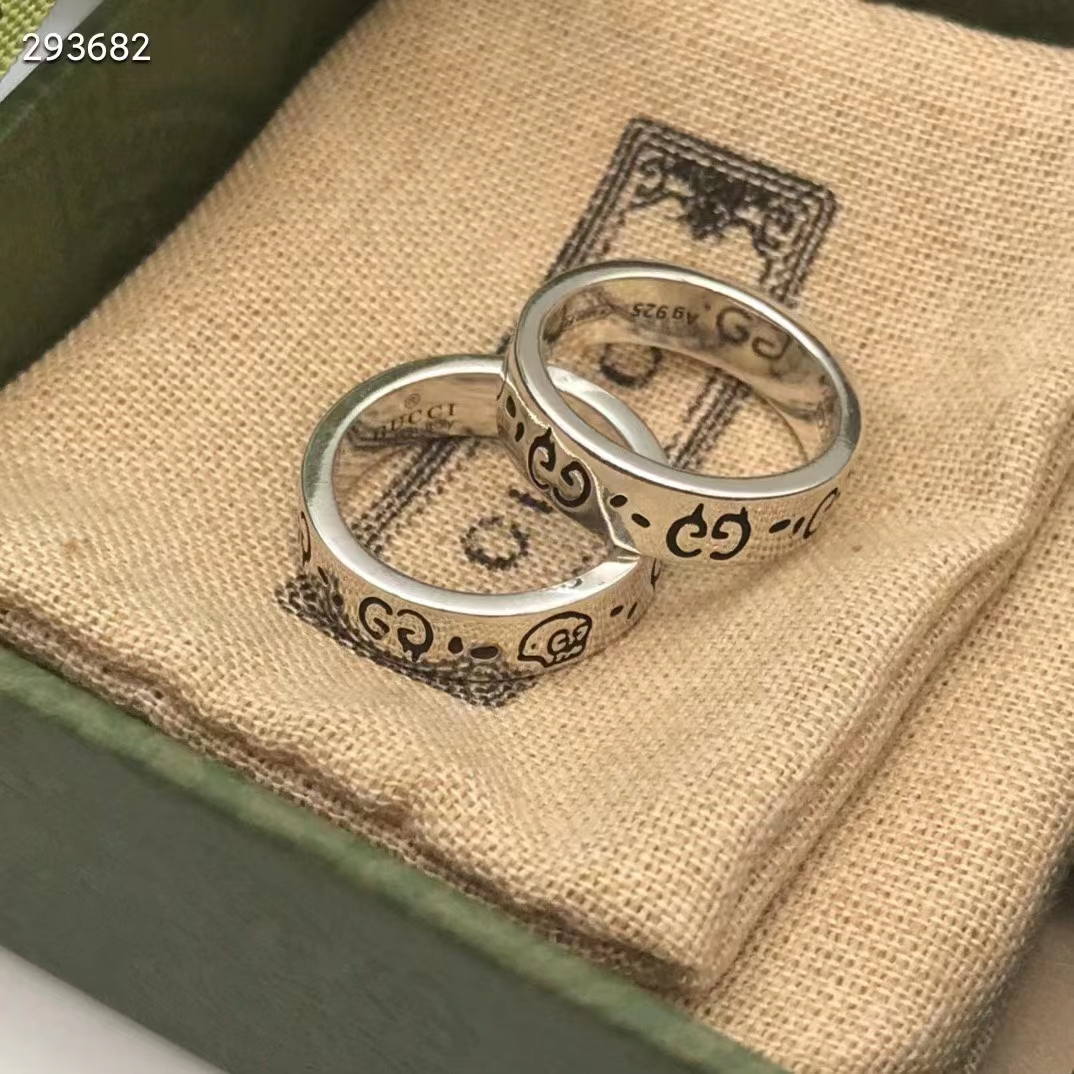 Gucci Unisex GucciGhost Ring Silver Two Cultures Past Present 925 Sterling Silver