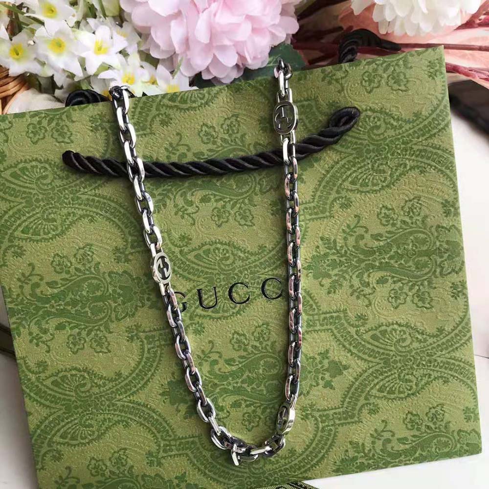 Gucci Women Silver Necklace with Interlocking G