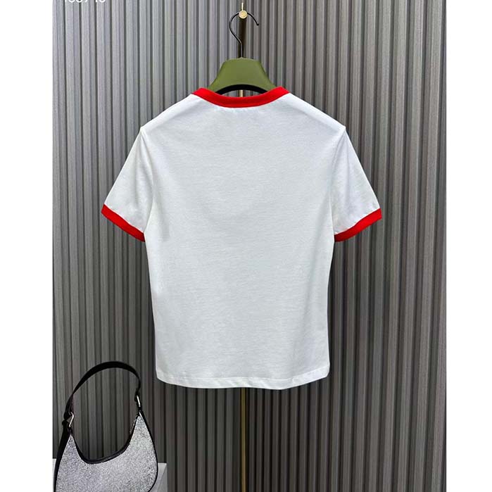 Gucci Men GG Cotton Jersey Printed T-Shirt Crewneck Short Sleeves White