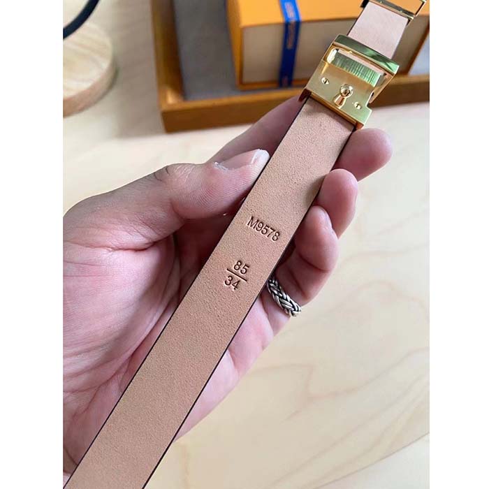 Louis Vuitton Unisex Pretty LV Enamel 30 MM Reversible Belt Monogram Canvas Recto Side