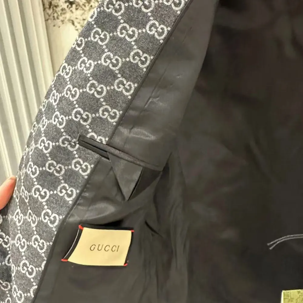 Gucci Men Gucci Classic Silver Wool Blazer