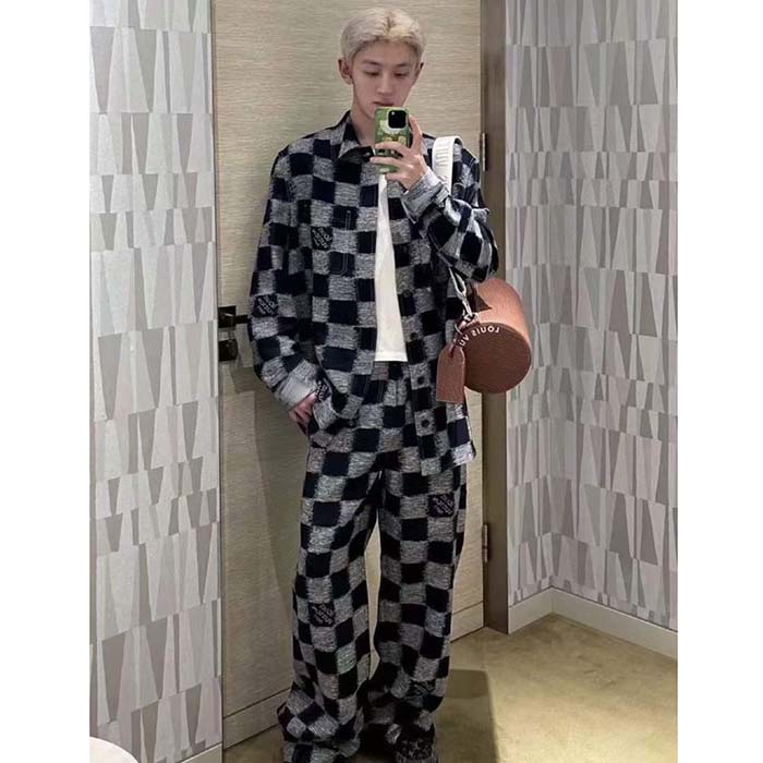 Louis Vuitton LV Men Damier Wool Overshirt Regular Fit 1AFAUN