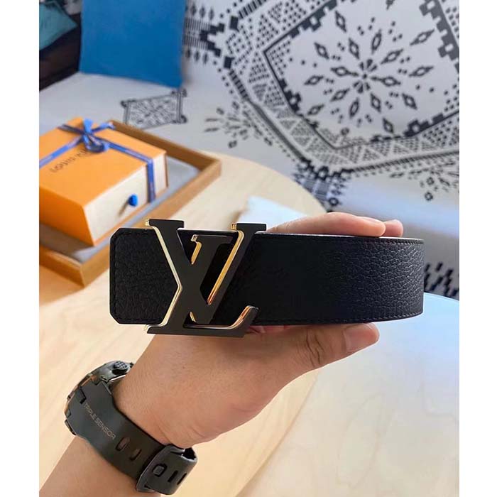 Louis Vuitton Unisex LV Optic 40 MM Reversible Belt Black Calf Leather Initiales Buckle