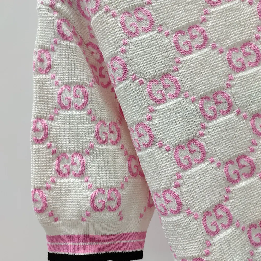 Gucci Women Cotton Crewneck Top with GG Intarsia 788766XKD1R9487