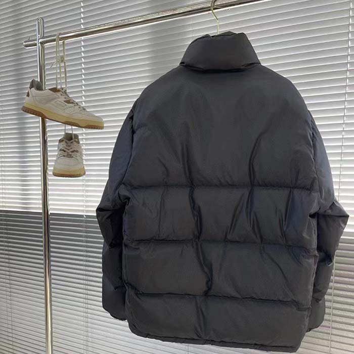 Gucci Women GG Water Repellant Down Jacket Black Water Nylon Satin Zip Front Zip Pockets