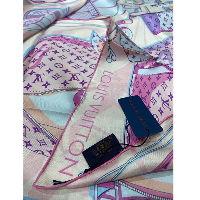 Louis Vuitton LV Women Kit 90 Square Sunrise Pastel Silk Print Monogram Pattern