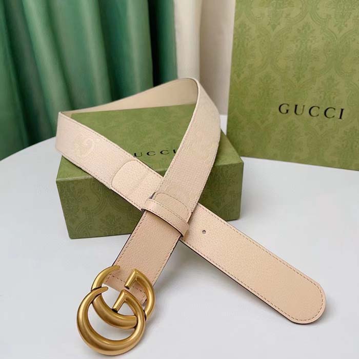 Gucci Unisex Marmont Jumbo GG Belt Beige Light Pink Jumbo GG Canvas