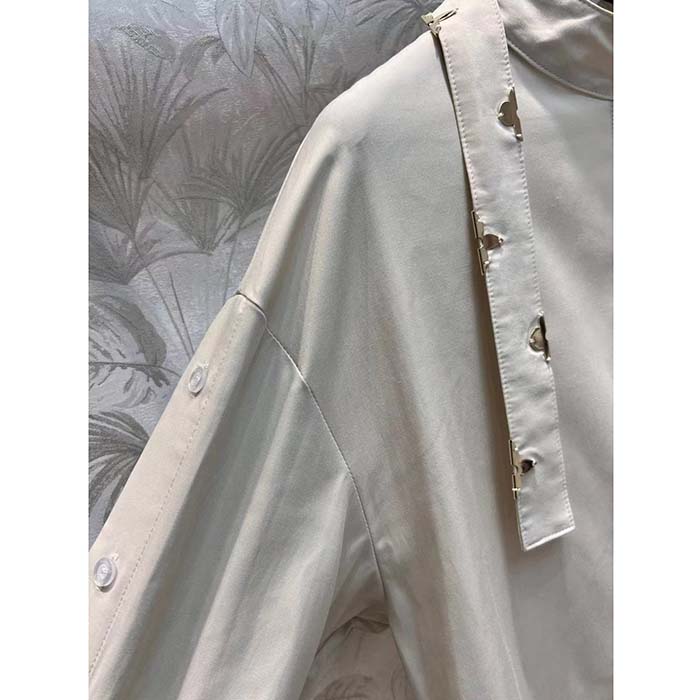 Louis Vuitton Women LV Monogram Lavaliere Button Sleeve Blouse White