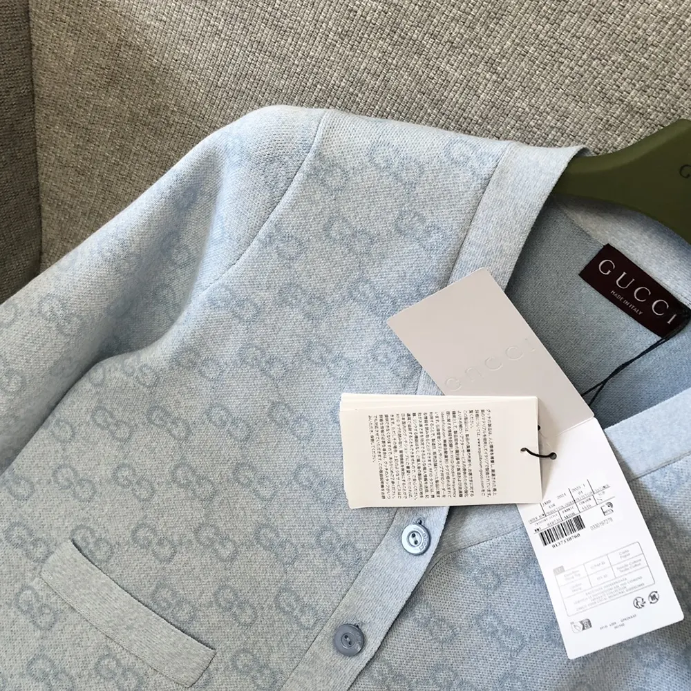 Gucci Women Fine Cotton GG Jacquard Cardigan-Light Blue 818735XKEOH
