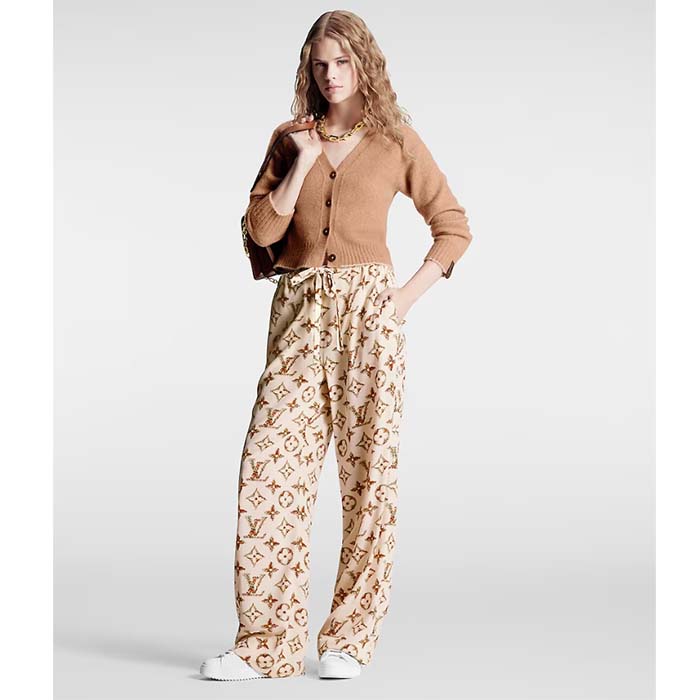 Louis Vuitton Women LV Cropped Camel Cardigan Yack Hair Silk Camel Regular Fit