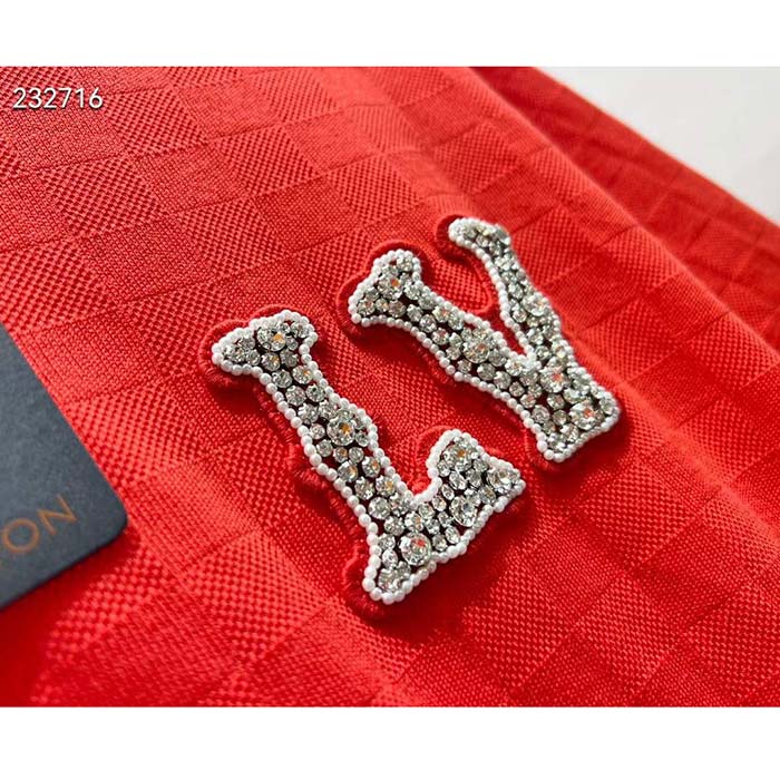 Louis Vuitton Women Cotton Pique T-Shirt Embroidered LV Patch Red Regular Fit 1AFJEC