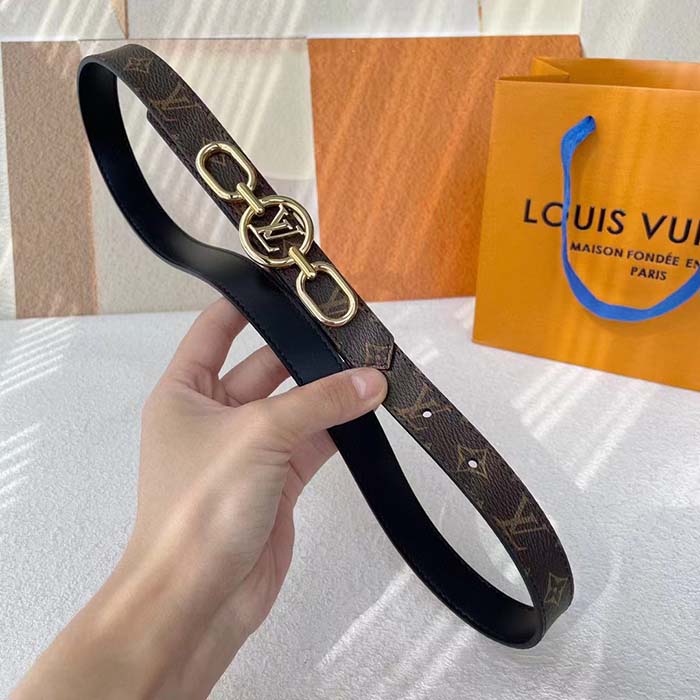 Louis Vuitton Unisex LV Circle Prime 20 MM Reversible Belt Black Calf Leather Verso Side