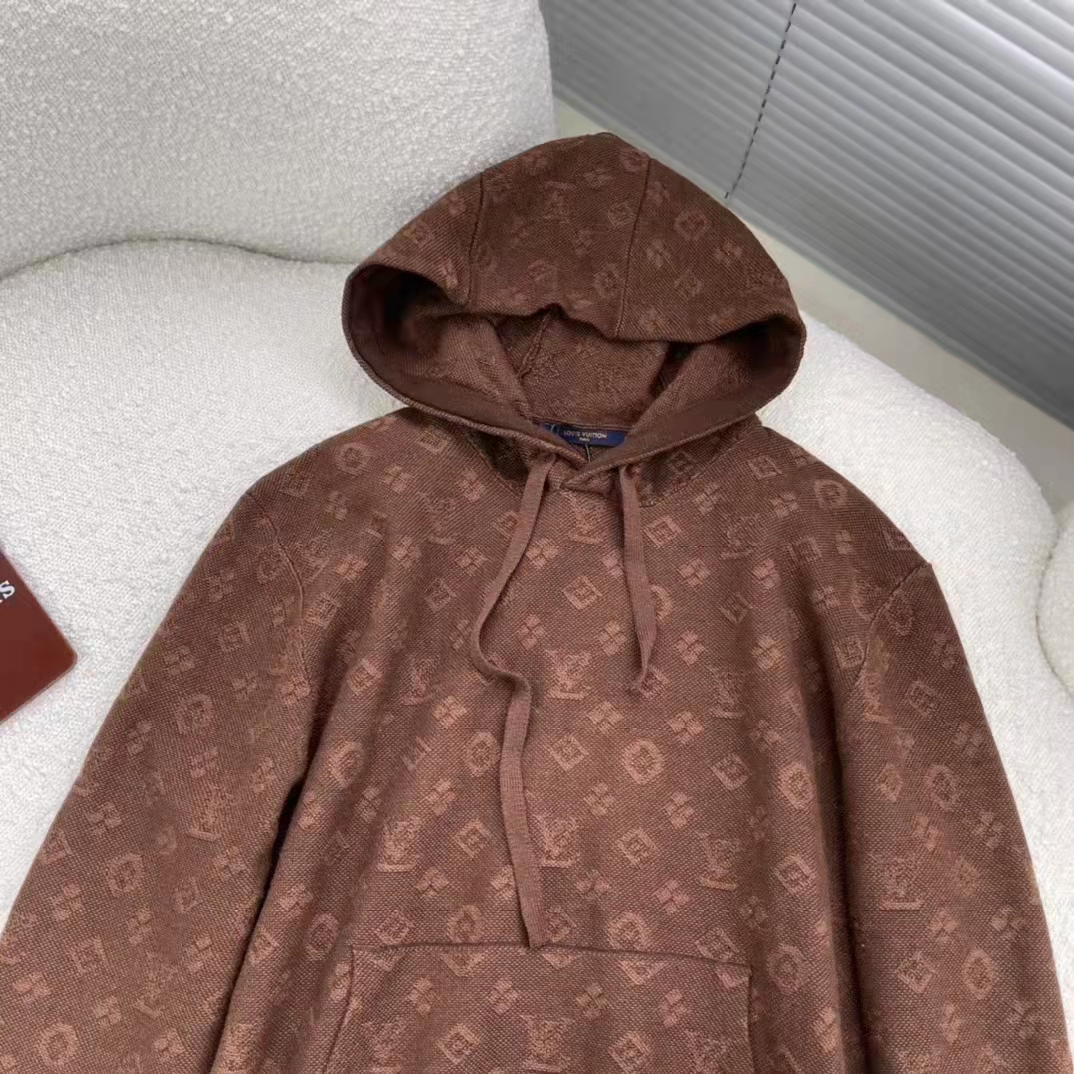 Louis Vuitton LV Women Monogram Hoodie Wool Polyester Brown Slightly Loose Fit