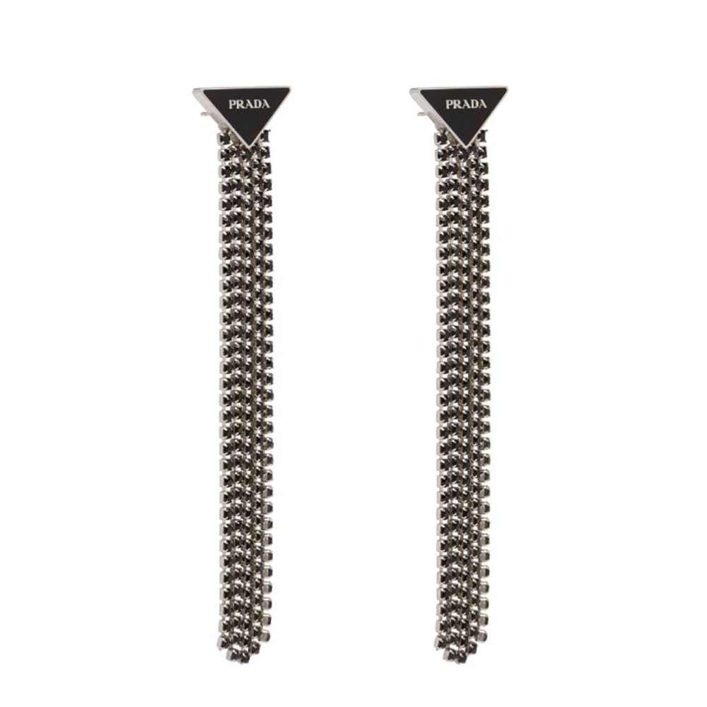 Prada Women Prada Symbole Drop Earrings-Black