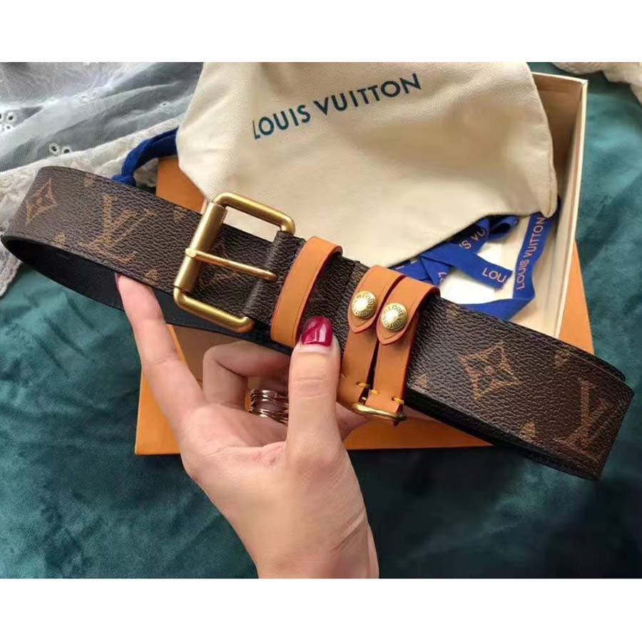 Louis Vuitton LV Unisex LV Signature 35mm Belt in Monogram Canvas-Brown
