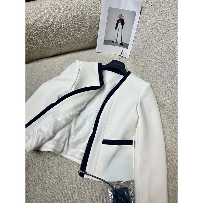 Louis Vuitton Men LV Wetsuit Pull Mikado Jacket Wool Silk White Regular Fit