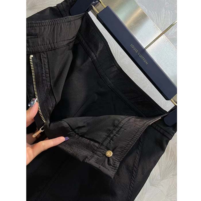 Louis Vuitton Women LV SKI Crinkled Nylon Flared Ski Pants Polyamide Black