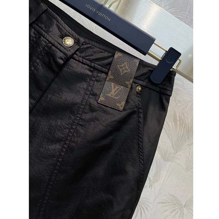 Louis Vuitton Women LV SKI Crinkled Nylon Flared Ski Pants Polyamide Black