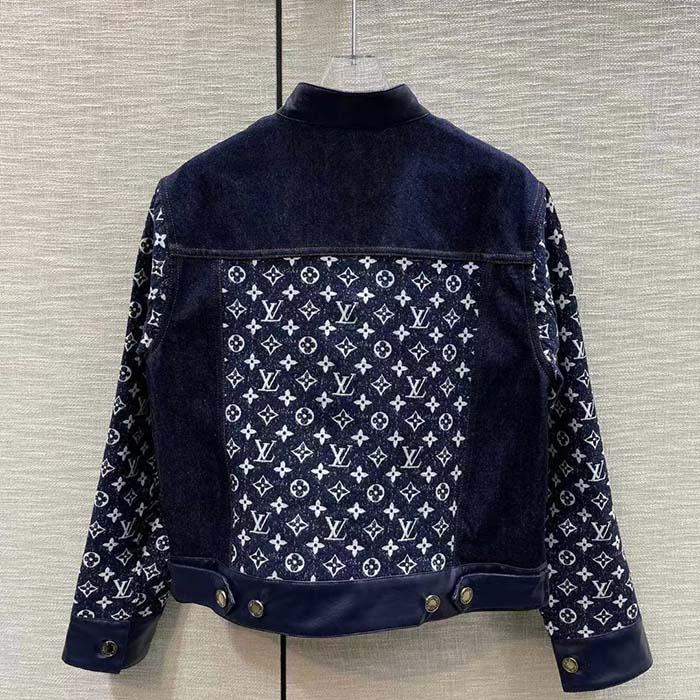 Louis Vuitton Women LV NIGHT Monogram Denim Jacket Cotton Navy