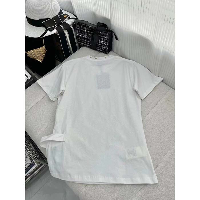 Louis Vuitton Women LV Side Strap T-Shirt Cotton White Regular Fit