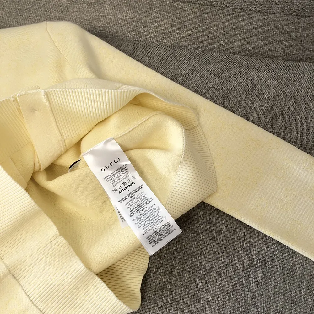 Gucci Women Fine Cotton GG Jacquard Cardigan-Yellow 818735XKEOH