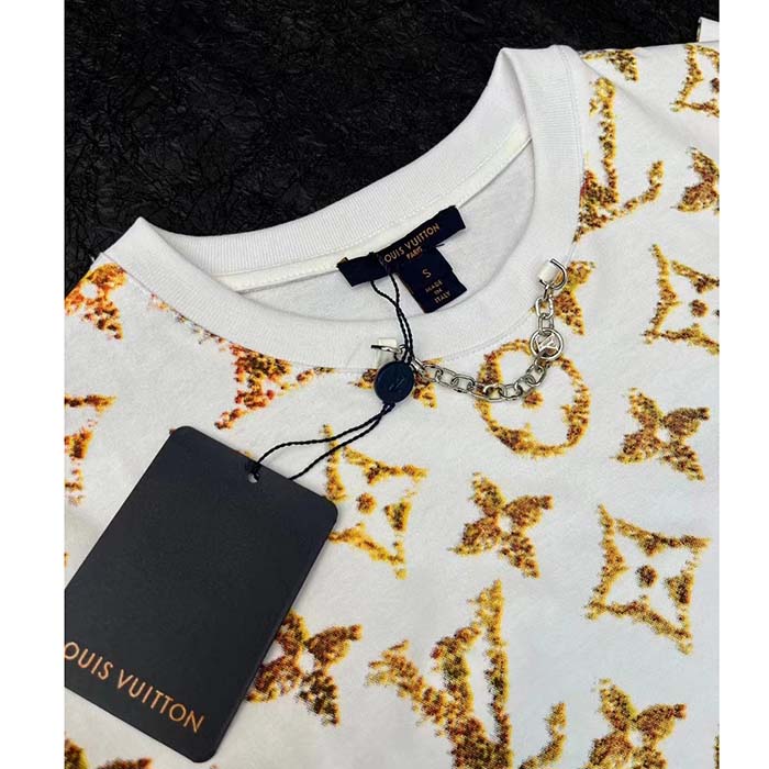 Louis Vuitton Women LV Floral Monogram T-Shirt Cotton Pink Beige Regular Fit