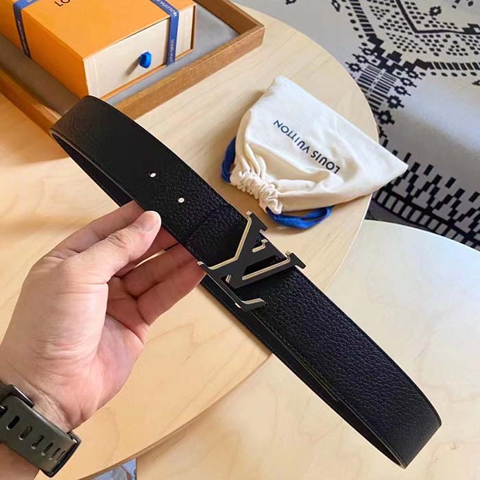 Louis Vuitton Unisex LV Optic 40 MM Reversible Belt Black Calf Leather Initiales Buckle