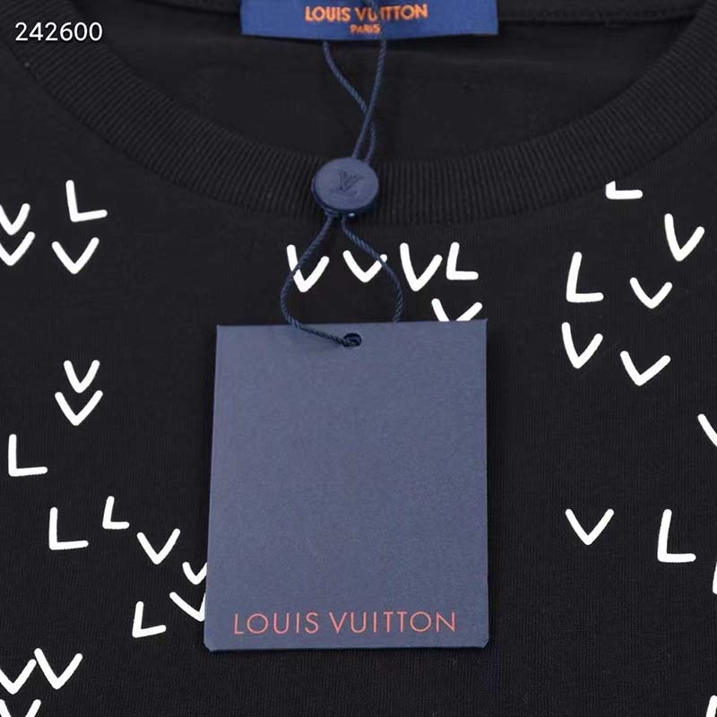 Louis Vuitton LV Men Spread Embroidered T-Shirt Cotton Black Regular Fit
