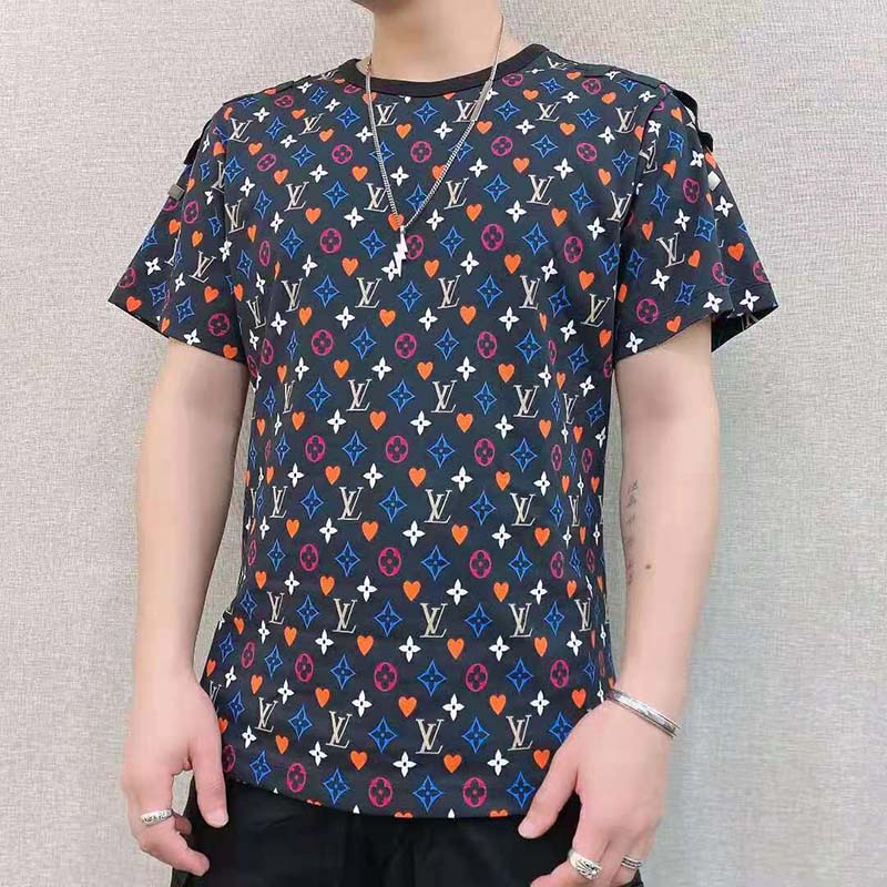 Louis Vuitton Men Game On Contrast Back Cotton T-Shirt Monogram Loop Details-Black