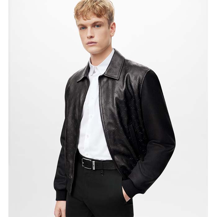 Louis Vuitton Unisex Pont Neuf 35 MM Width Black Taiga Calf Leather Brass Buckle