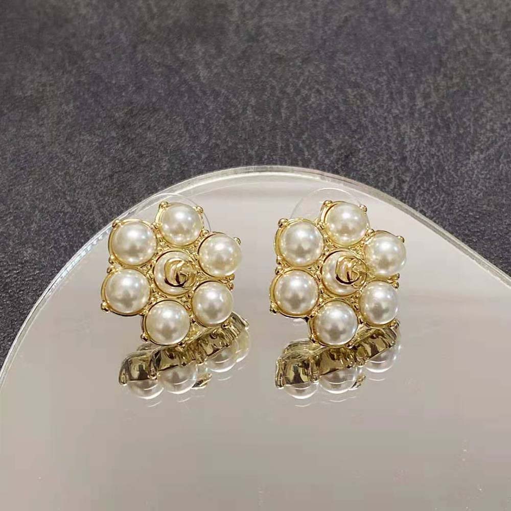 Gucci Women Pearl Double G Earrings