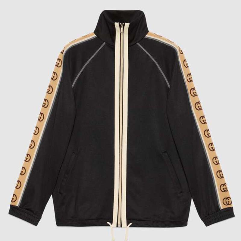 Gucci GG Men Oversize Technical Jersey Jacket Interlocking G-Black