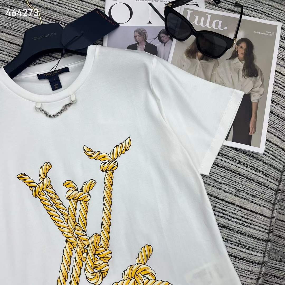 Louis Vuitton Women Nautical LV T-Shirt Cotton White 1AFMZ4