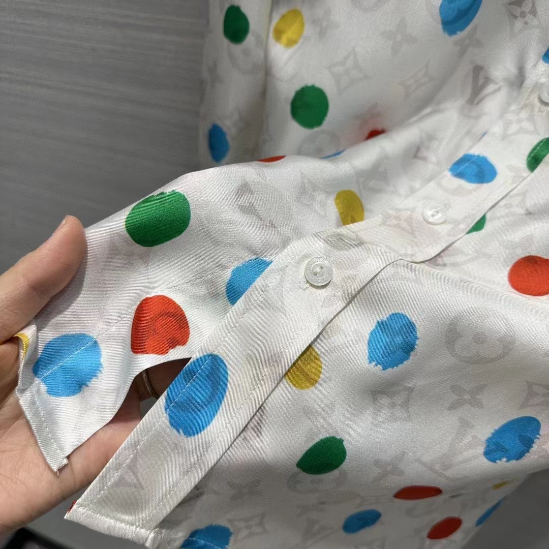 Louis Vuitton Women LV x YK Painted Dots Masculine Shirt Silk White Regular Fit