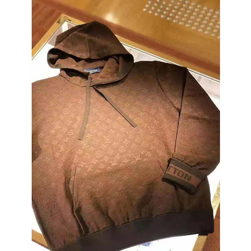 Louis Vuitton LV Women Monogram Hoodie Wool Polyester Brown Slightly Loose Fit