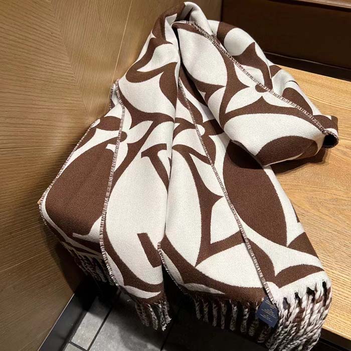Louis Vuitton Unisex LV Medallion Scarf Brown Wool Jacquard M79215