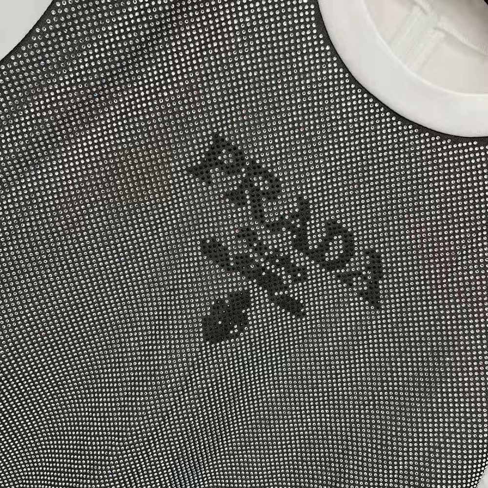 Prada Women Studded Chiffon and Jersey T-shirt-White