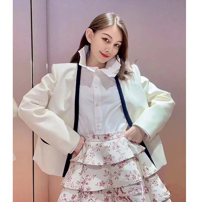 Louis Vuitton Women LV Wetsuit Pull Mikado Jacket Wool Silk White Regular Fit