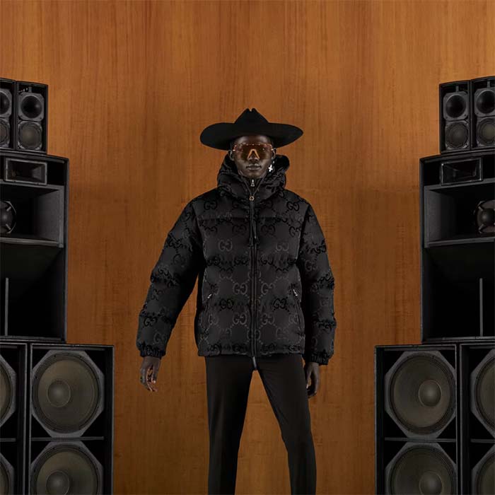 Gucci Men Jumbo GG Canvas Down Jacket Black Jumbo GG Nylon Canvas