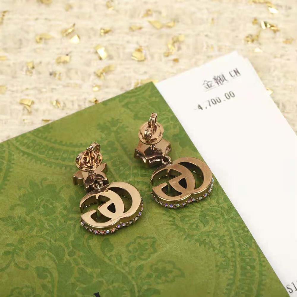 Gucci Women Crystal Double G Earrings