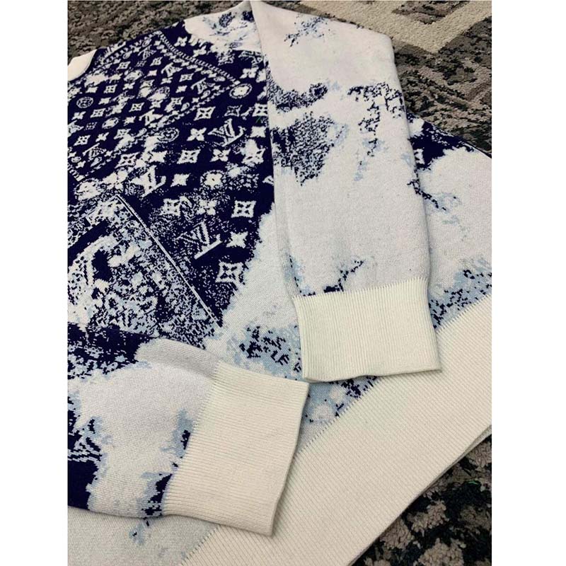 Louis Vuitton LV Women Monogram Bandana Crewneck Sweatshirt Cotton Indigo Slightly Loose Fit