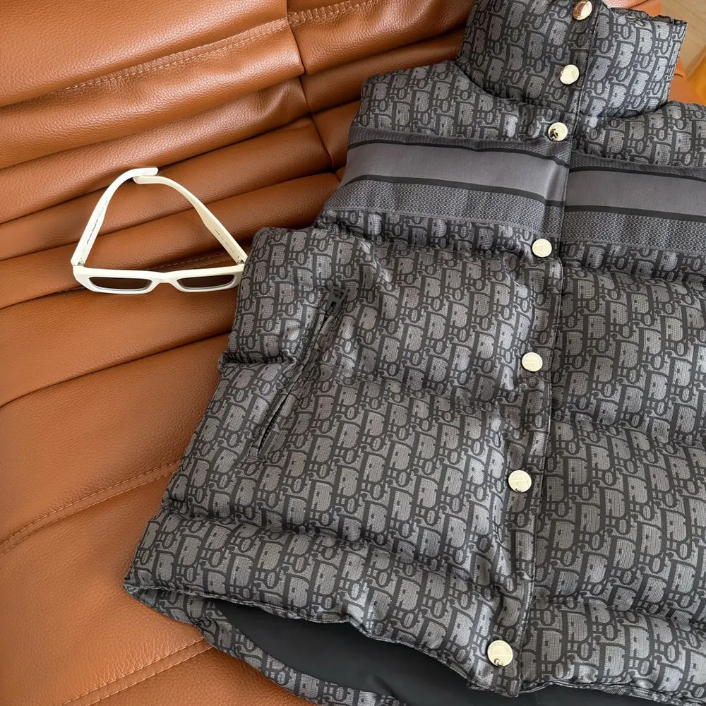 Dior Men Oblique Down Vest Black Cotton-Blend Jacquard