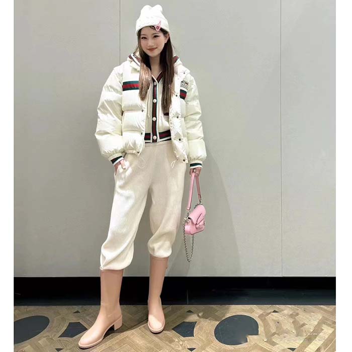 Gucci Women GG Rib Wool Pant Web Elastic Waist Drawstring Elastic Leg Cuffs