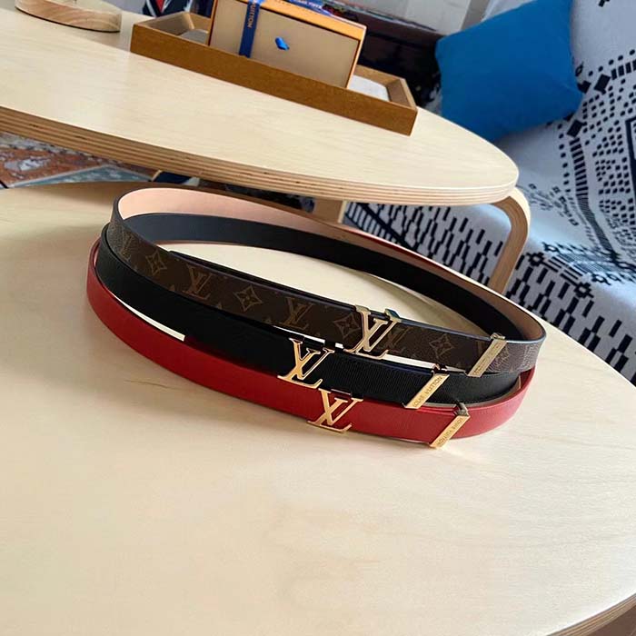 Louis Vuitton Unisex Pretty LV Enamel 30 MM Reversible Belt Monogram Canvas Recto Side